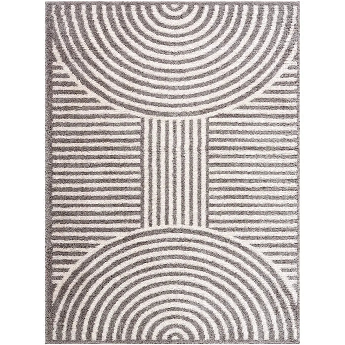 PAULINE Machine Washable Modern Shaggy Charcoal Rug