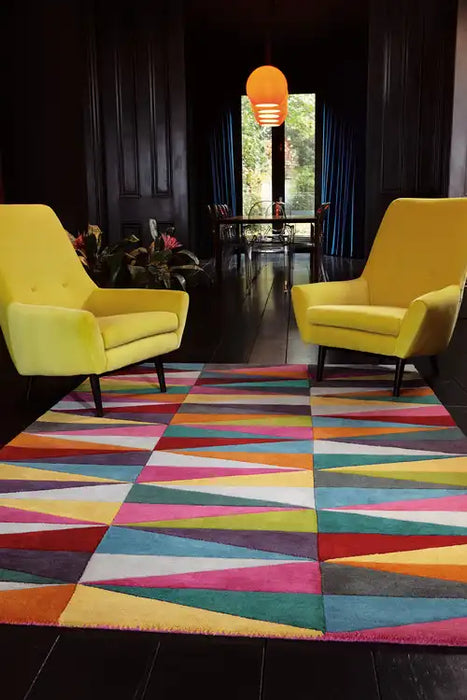 Asiatic funk funk triangles Multicoloured Living Room Wool Rug.