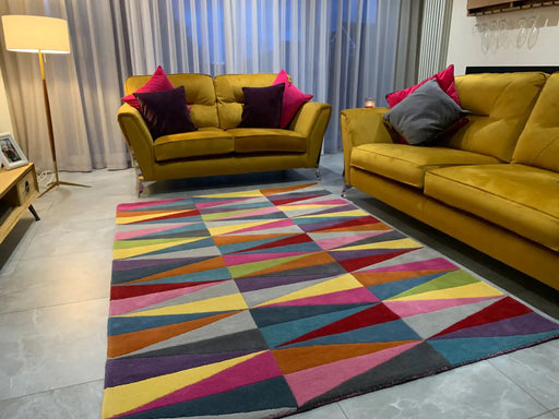 Asiatic funk funk triangles Multicoloured Living Room Wool Rug.