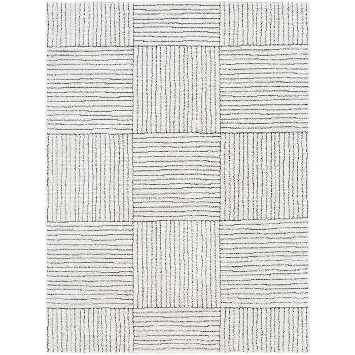 LORAINE Galey Alix x Livabliss Modern Scandi High Pile Ivory/Black Rug