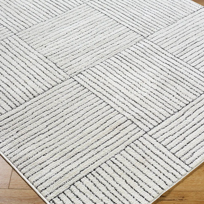 LORAINE Galey Alix x Livabliss Modern Scandi High Pile Ivory/Black Rug