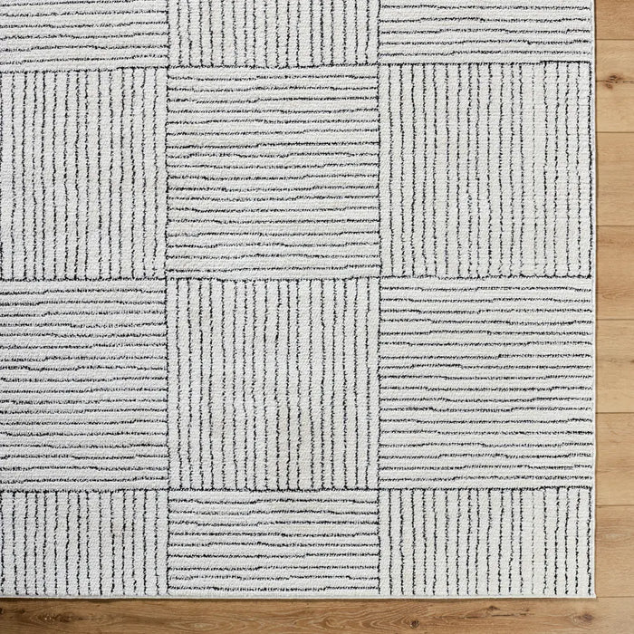 LORAINE Galey Alix x Livabliss Modern Scandi High Pile Ivory/Black Rug