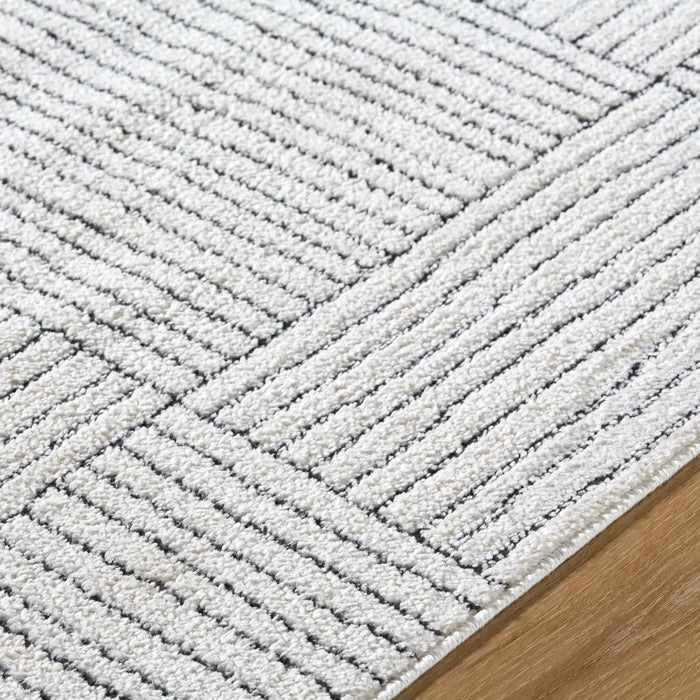 LORAINE Galey Alix x Livabliss Modern Scandi High Pile Ivory/Black Rug