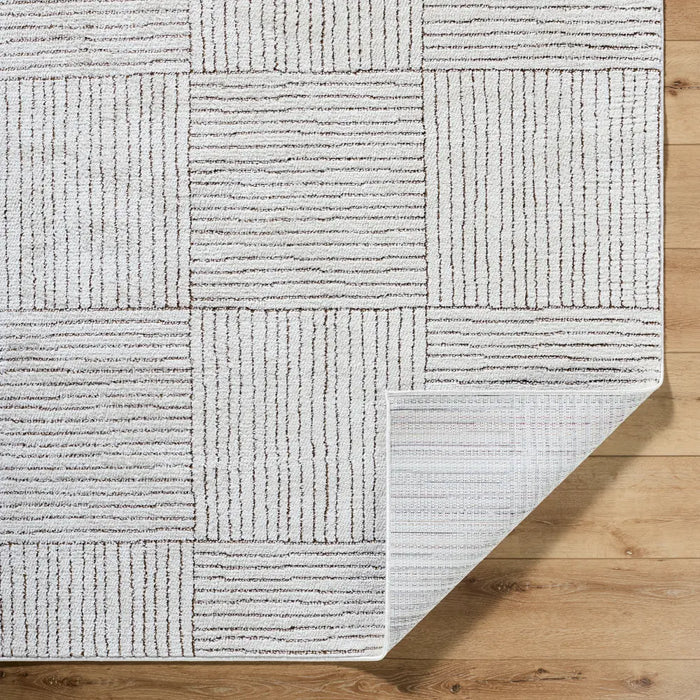 LORAINE Galey Alix x Livabliss Modern Scandi High Pile Ivory/Dark Brown Rug