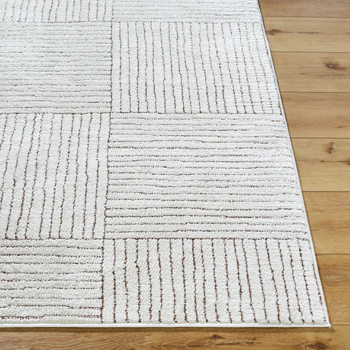 LORAINE Galey Alix x Livabliss Modern Scandi High Pile Ivory/Dark Brown Rug