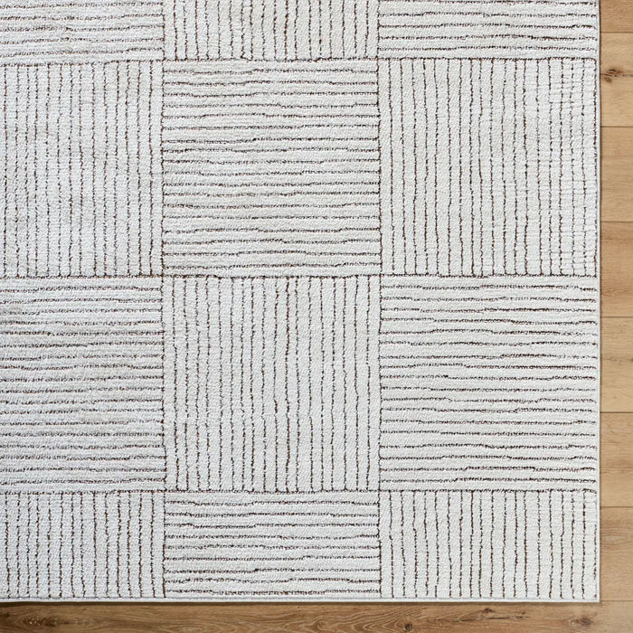 LORAINE Galey Alix x Livabliss Modern Scandi High Pile Ivory/Dark Brown Rug