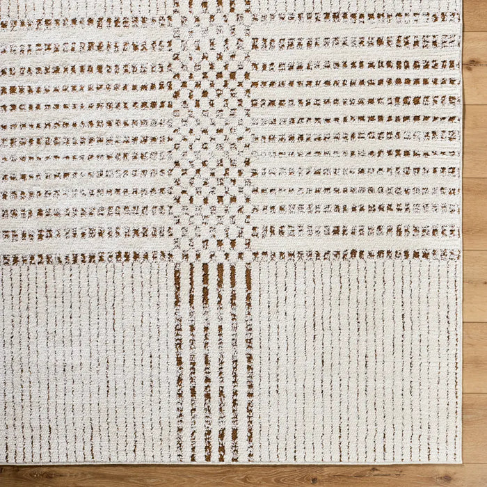 CHARLAINE Galey Alix x Livabliss Modern Scandi High Pile Ivory/Dark Brown Rug