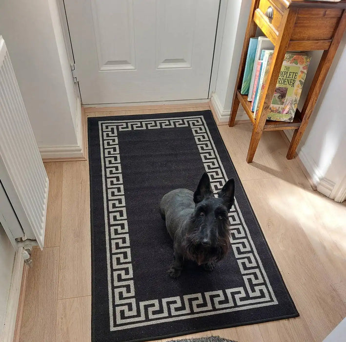 Photo by Pauline C., | Serdim Rugs gel back 413 black Living Room Geometric Rug.