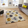 Think Rugs hk 7526 grey yellow Grey, Multicoloured   Rug.