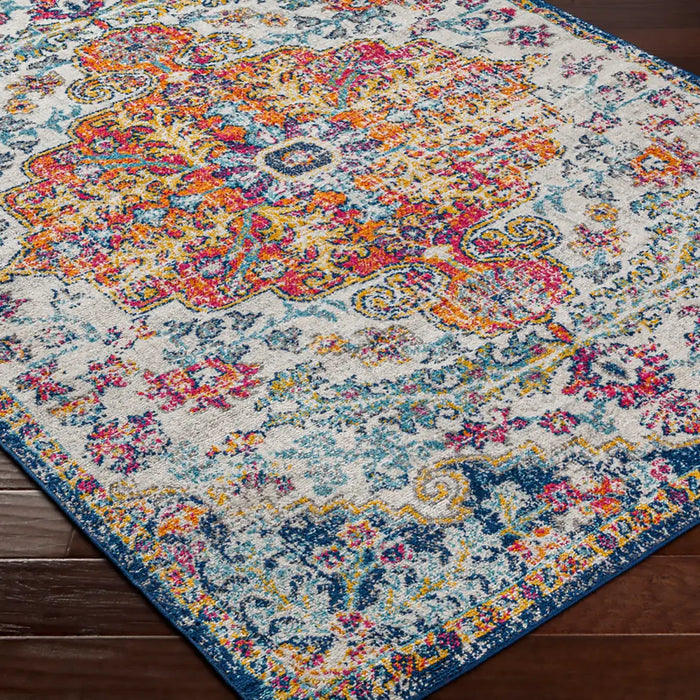 LOU Vintage Traditional Oriental Boho Saffron/Navy Rug