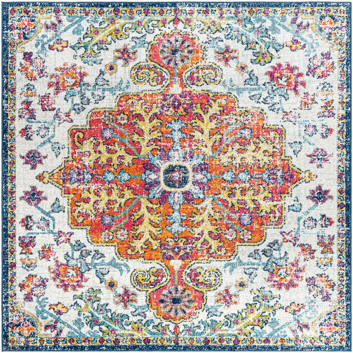 LOU Vintage Traditional Oriental Boho Saffron/Navy Rug