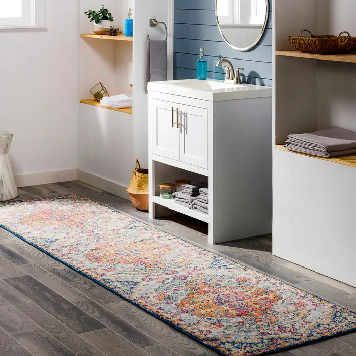 LOU Vintage Traditional Oriental Boho Saffron/Navy Rug