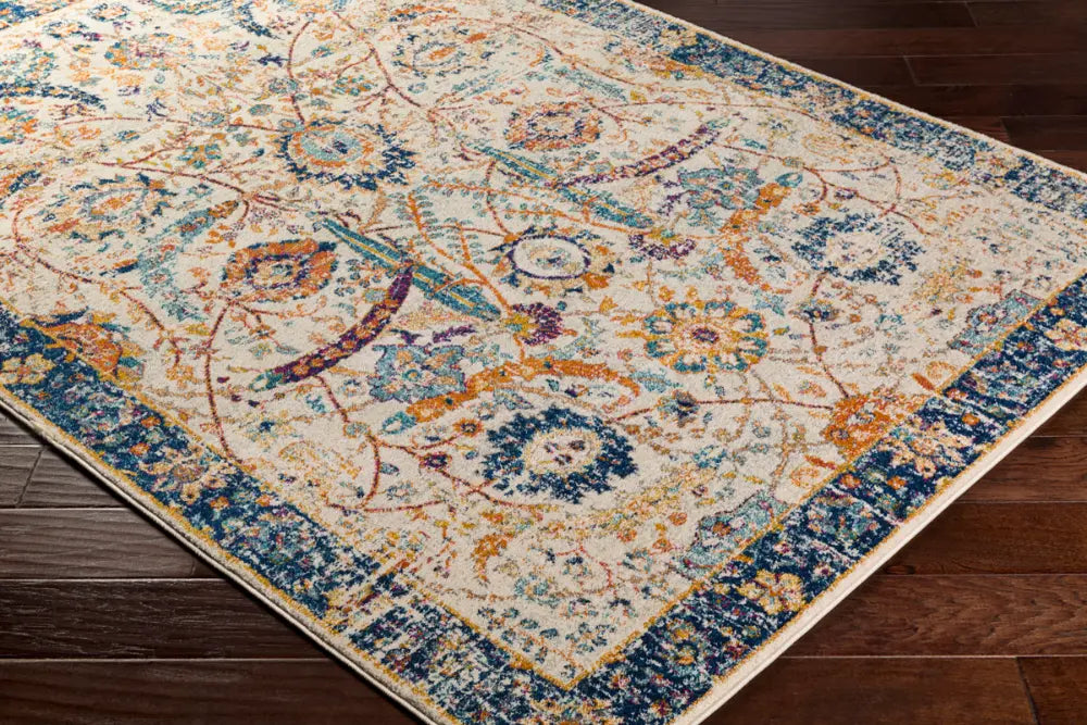 KUSH Vintage Traditional Oriental Boho Blue/Beige Rug