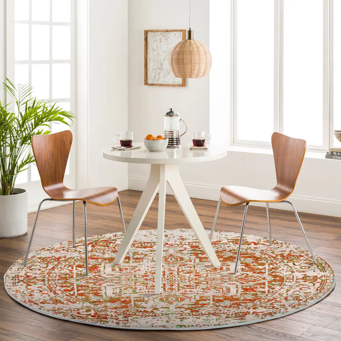 JULIETTE Vintage Traditional Oriental Boho Orange/White Rug