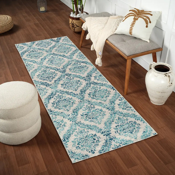 MALTI Vintage Traditional Oriental Boho Teal Rug