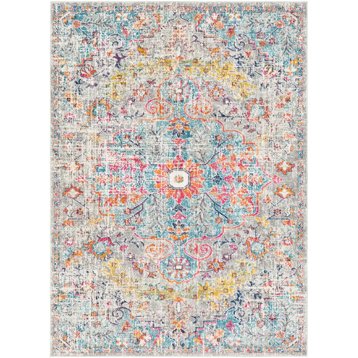 Boho Traditional Rug LOU Vintage Traditional Oriental Boho Teal/Beige Rug Multicoloured Rug ...