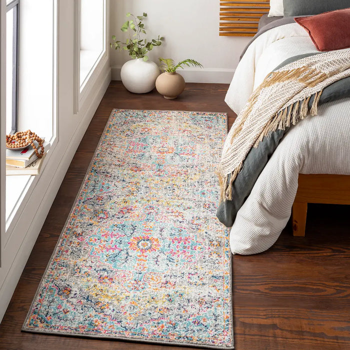 LOU Vintage Traditional Oriental Boho Teal/Beige Rug