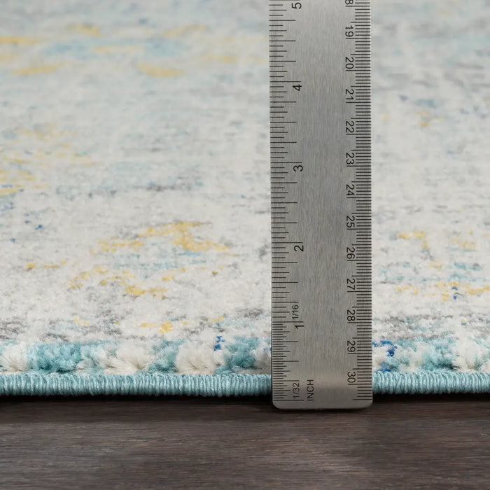 LOU Vintage Traditional Oriental Boho Cream/Teal/Yellow Rug