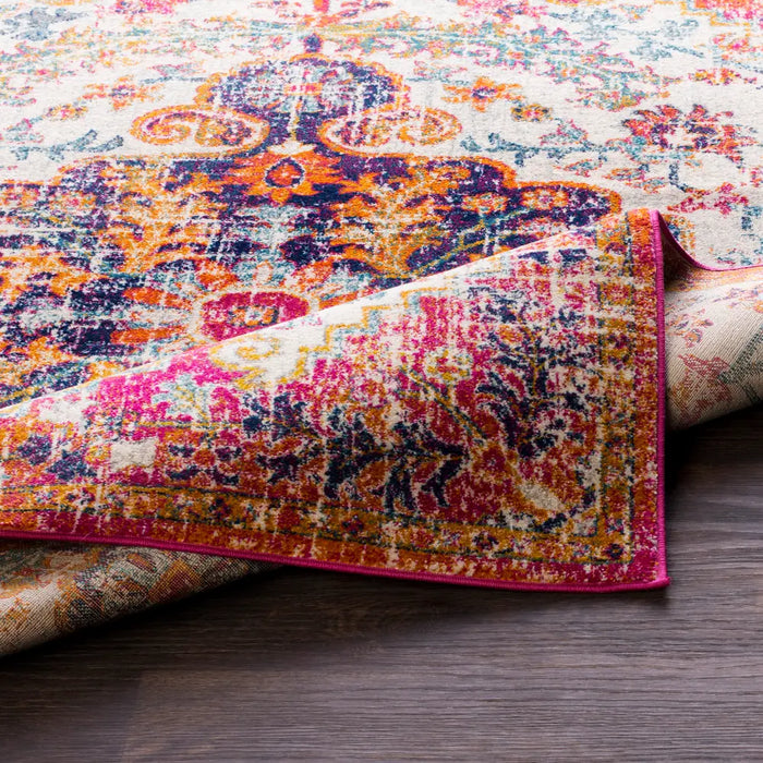 LOU Vintage Traditional Oriental Boho Neon Pink Rug
