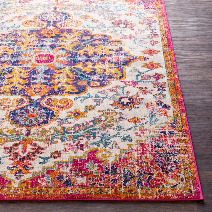 LOU Vintage Traditional Oriental Boho Neon Pink Rug
