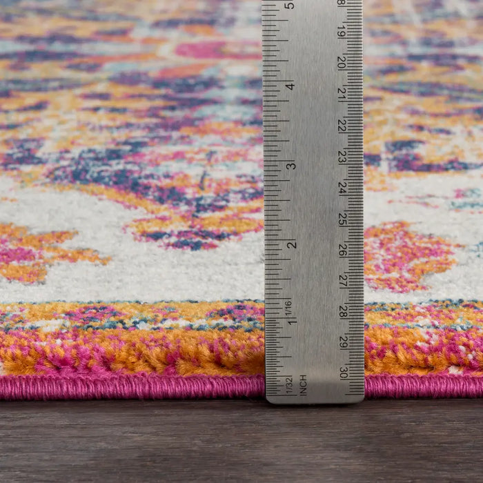 LOU Vintage Traditional Oriental Boho Neon Pink Rug