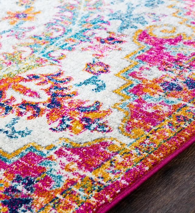 LOU Vintage Traditional Oriental Boho Neon Pink Rug