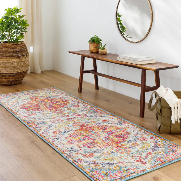 LOU Vintage Traditional Oriental Boho Saffron/Teal Rug