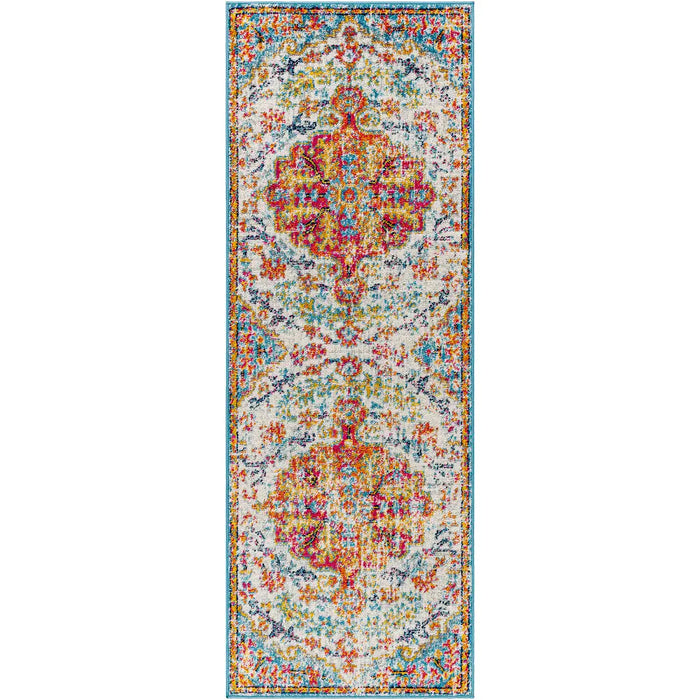 LOU Vintage Traditional Oriental Boho Saffron/Teal Rug