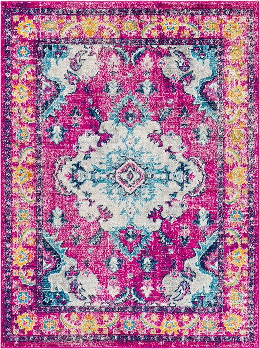 Pink Rya Rug Retro ADITY Vintage Traditional Oriental Boho Bright Pink Rug pink Rug ...