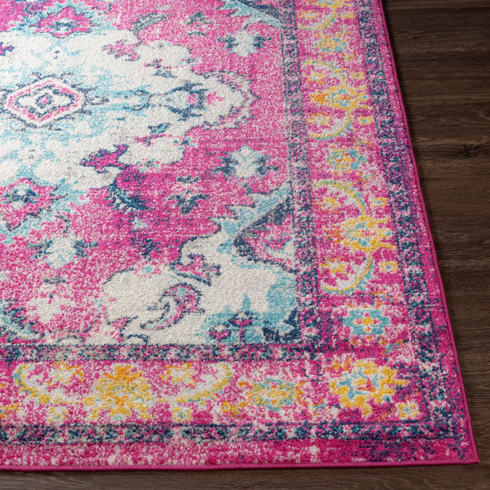 Pink Rya Rug Retro ADITY Vintage Traditional Oriental Boho Bright Pink Rug pink Rug ...