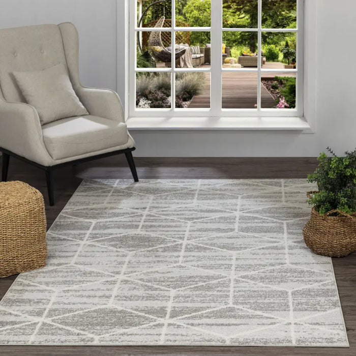 Xion Scandi Geometric Grey/White Rug
