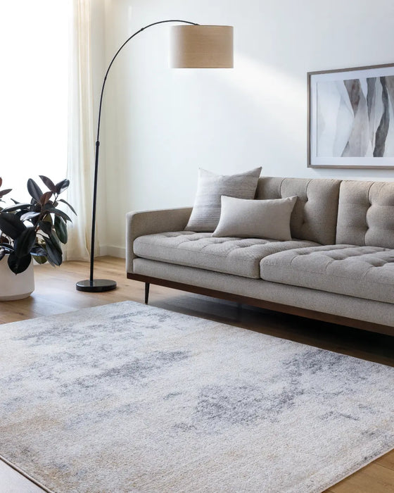 Edith Abstract Modern Marble Charcoal/Amber Rug