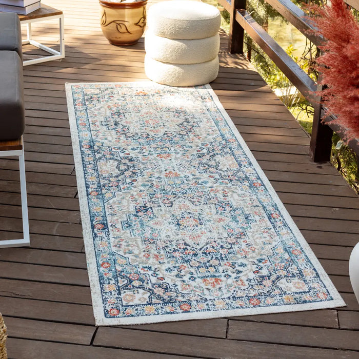 SELMA HILL In- & Outdoor Traditional Boho Dark Blue Rug