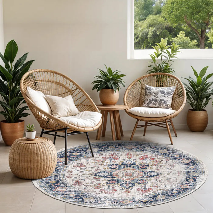 SELMA HILL In- & Outdoor Traditional Boho Dark Blue Rug