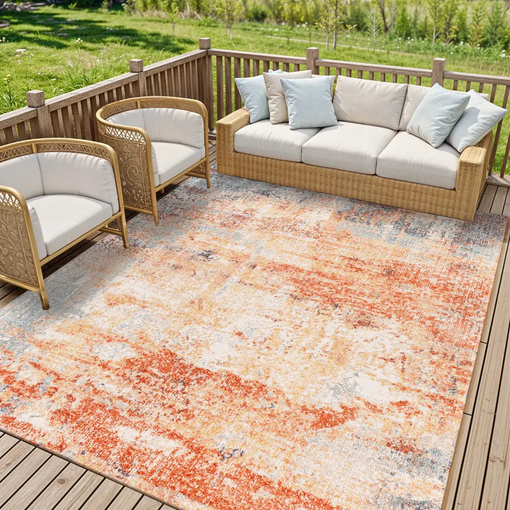 SAMIRA HILL In- & Outdoor Modern Burnt Orange Rug Orange Rug ...