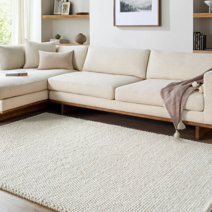 Hazar Hand Woven Ivory Cream Beige Wool Global Living Dining Bedroom HZA2300 Rug
