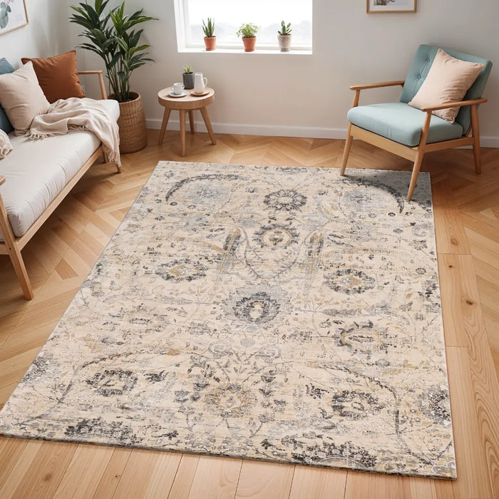 AARYA Vintage Traditional Oriental Boho Beige Rug