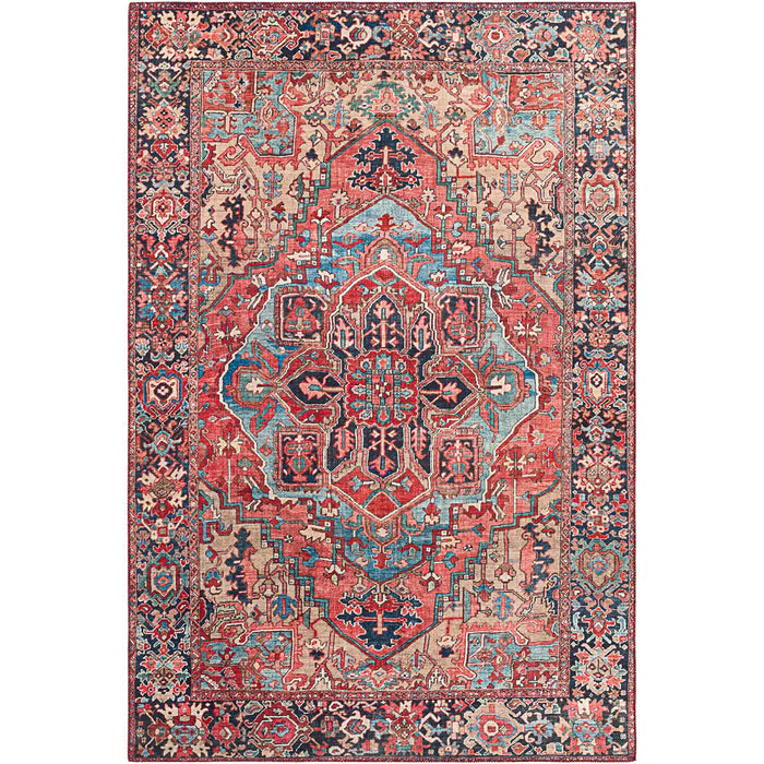 Viorica Vintage Oriental Boho Bright Red/Navy/Wheat/Ice Blue/Grass Rug