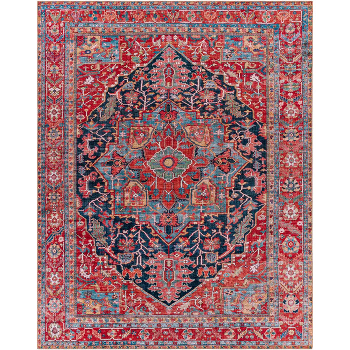 Loredana Vintage Oriental Boho Bright Red Rug