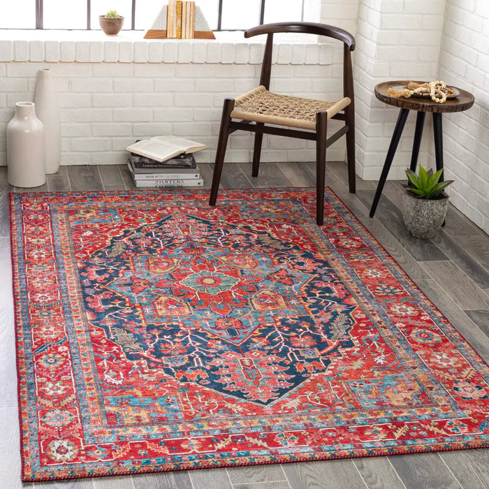 Loredana Vintage Oriental Boho Bright Red Rug