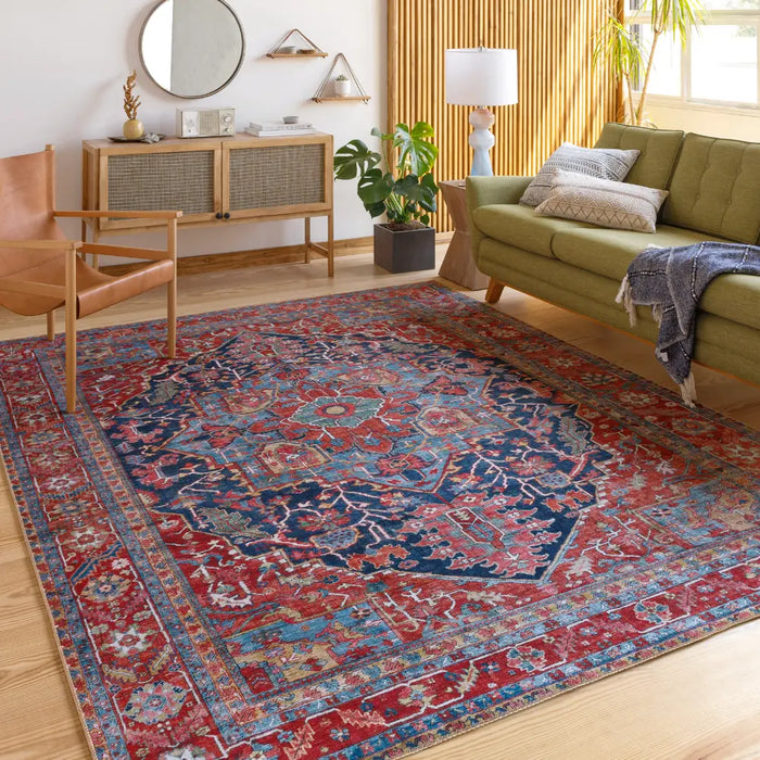 Loredana Vintage Oriental Boho Bright Red Rug