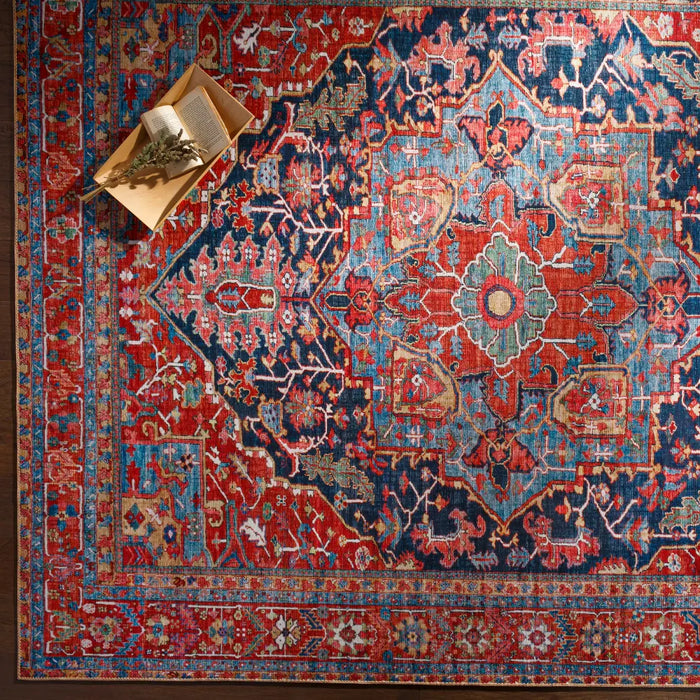 Loredana Vintage Oriental Boho Bright Red Rug