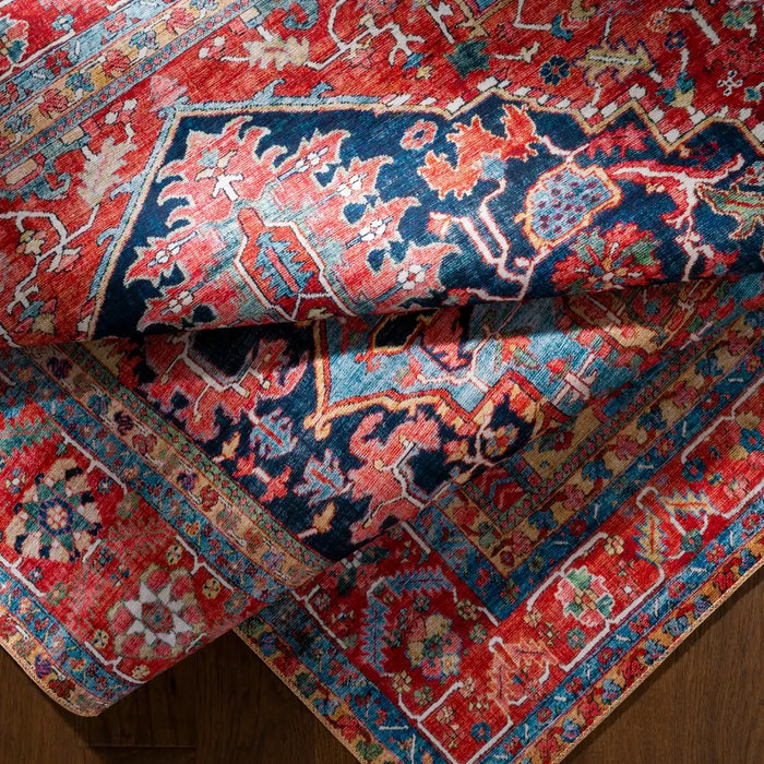 Loredana Vintage Oriental Boho Bright Red Rug