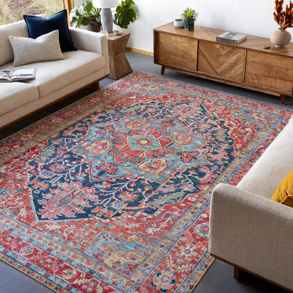 Loredana Vintage Oriental Boho Bright Red Rug Red Rug — RugsDirect Online
