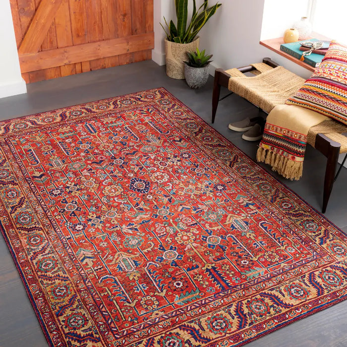 Doina Vintage Oriental Boho Sky Burnt Orange Rug