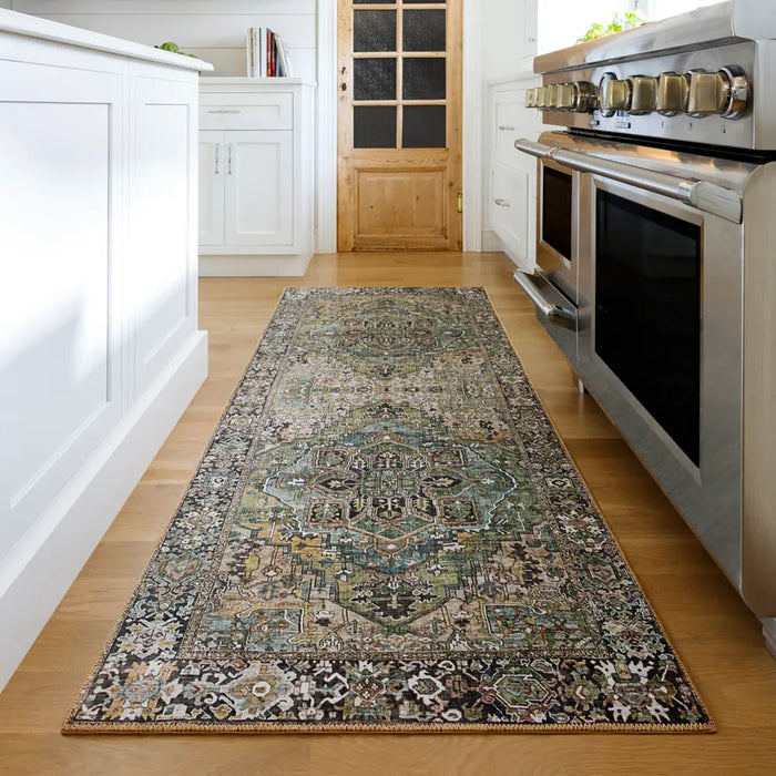 Viorica Vintage Oriental Boho Dark Green Rug