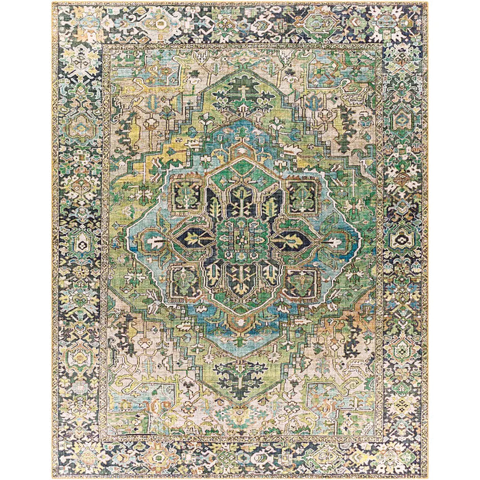 Viorica Vintage Oriental Boho Dark Green Rug