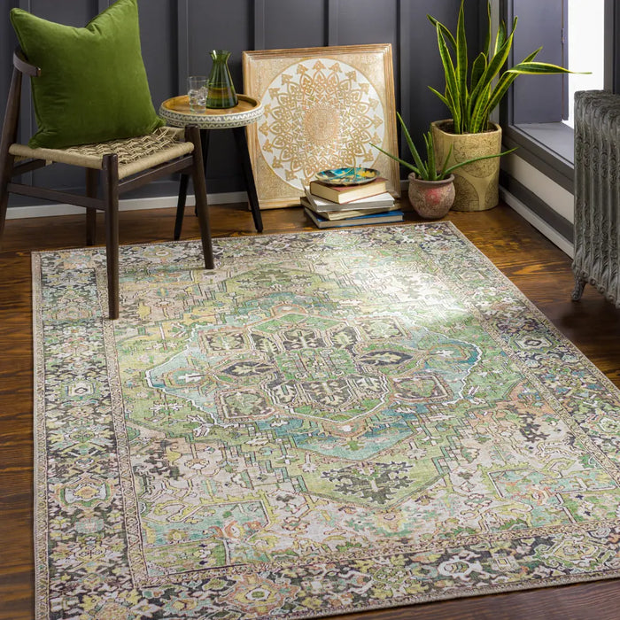 Viorica Vintage Oriental Boho Dark Green Rug