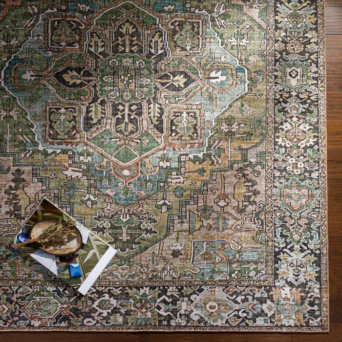 Viorica Vintage Oriental Boho Dark Green Rug