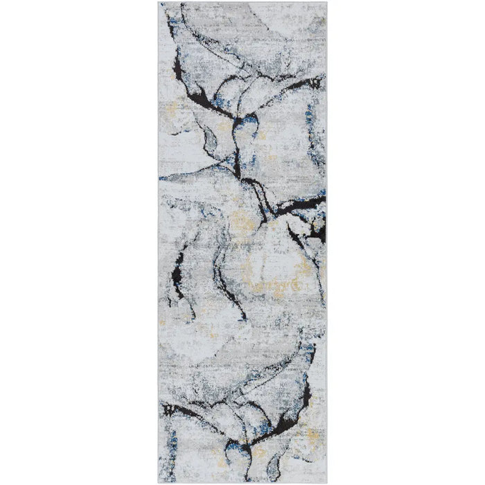 LYNA Abstract Modern Marble Dark Blue Rug